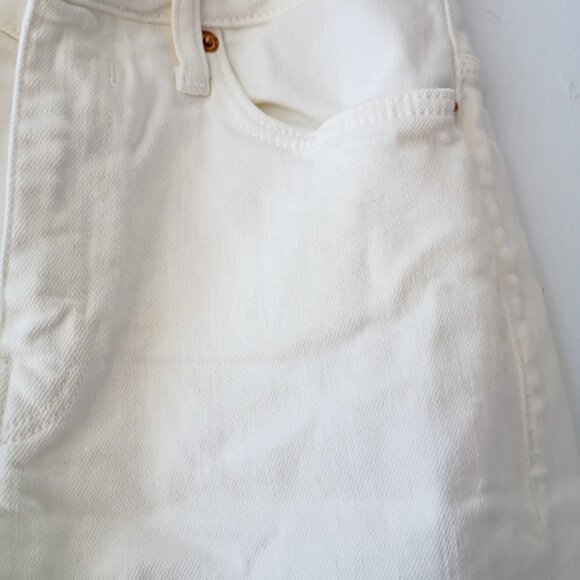 ZARA Off-White High Rise Straight Leg Jeans Women’s Size 2 Raw Hem Denim - Picture 4 of 7